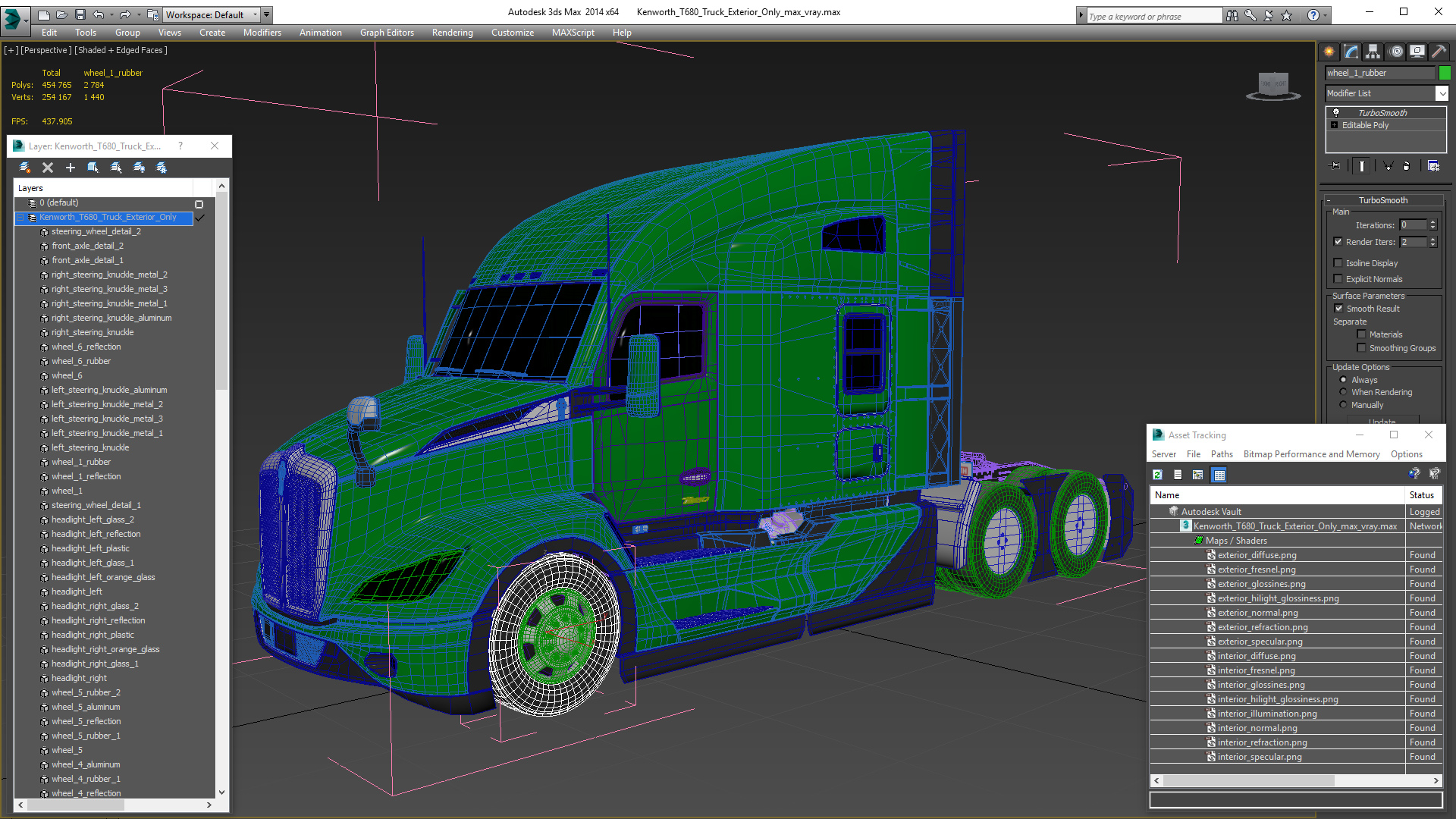 3D Kenworth T680 Truck Exterior Only model