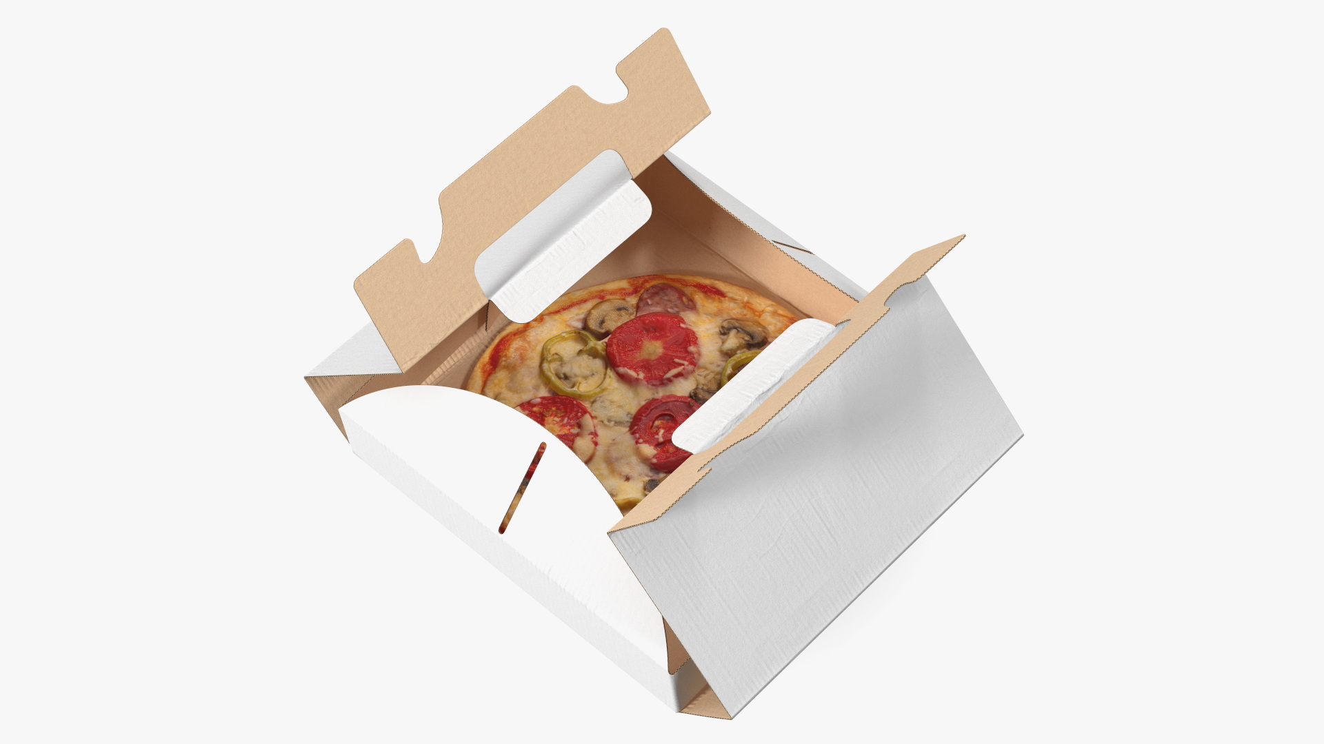 3D Carton Box with Pizza Open