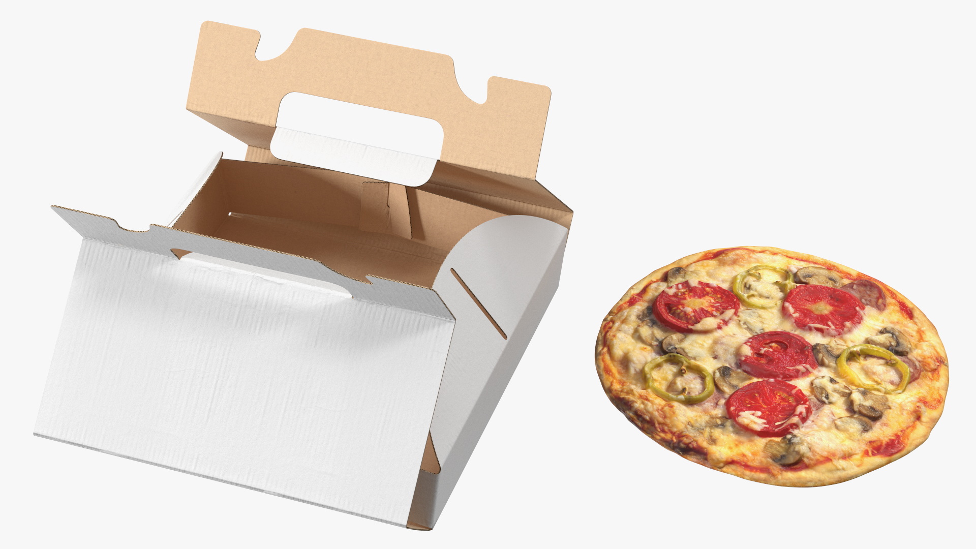 3D Carton Box with Pizza Open