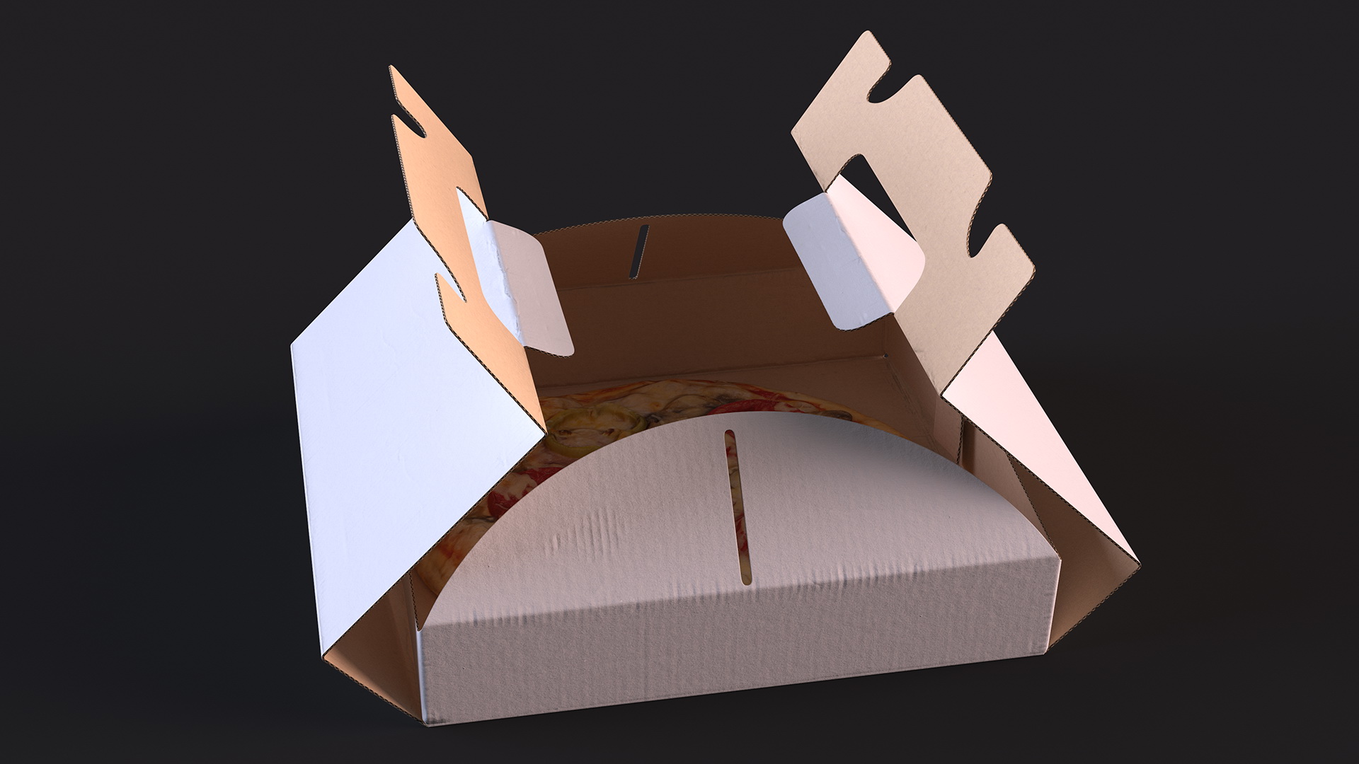 3D Carton Box with Pizza Open