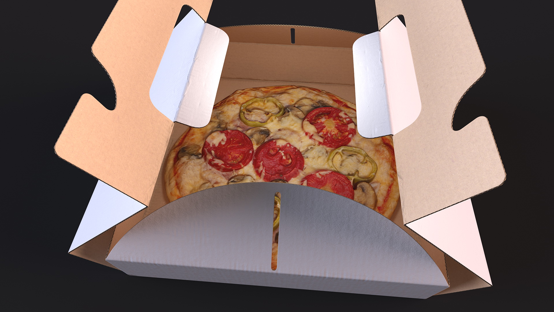 3D Carton Box with Pizza Open