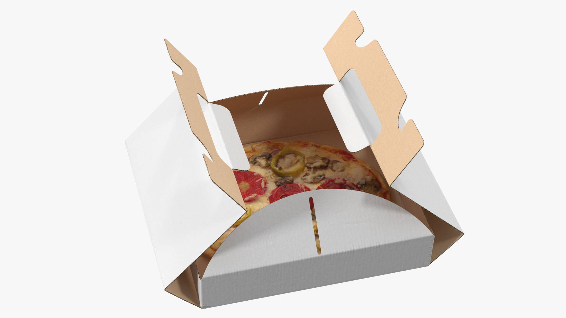 3D Carton Box with Pizza Open