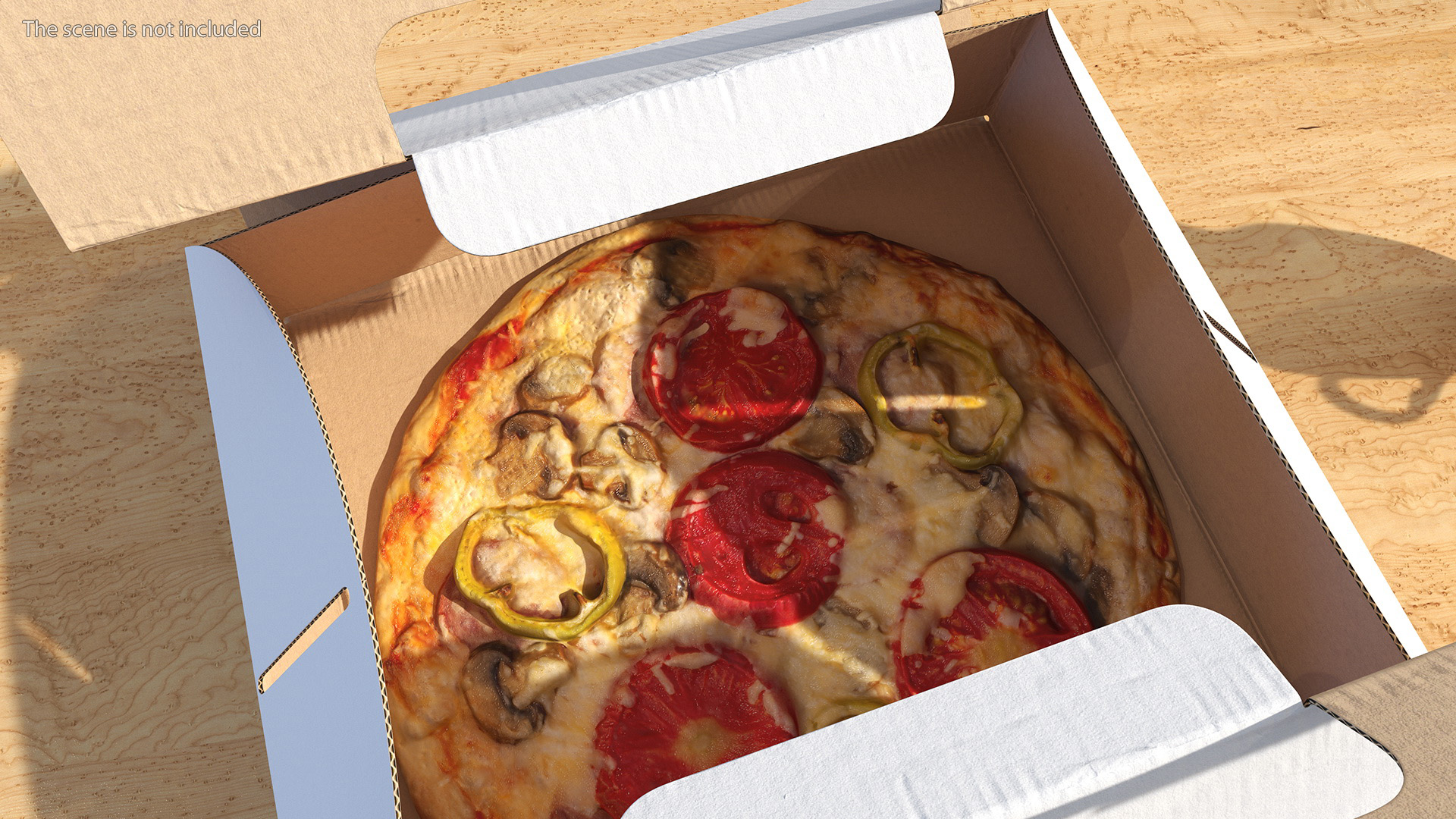 3D Carton Box with Pizza Open