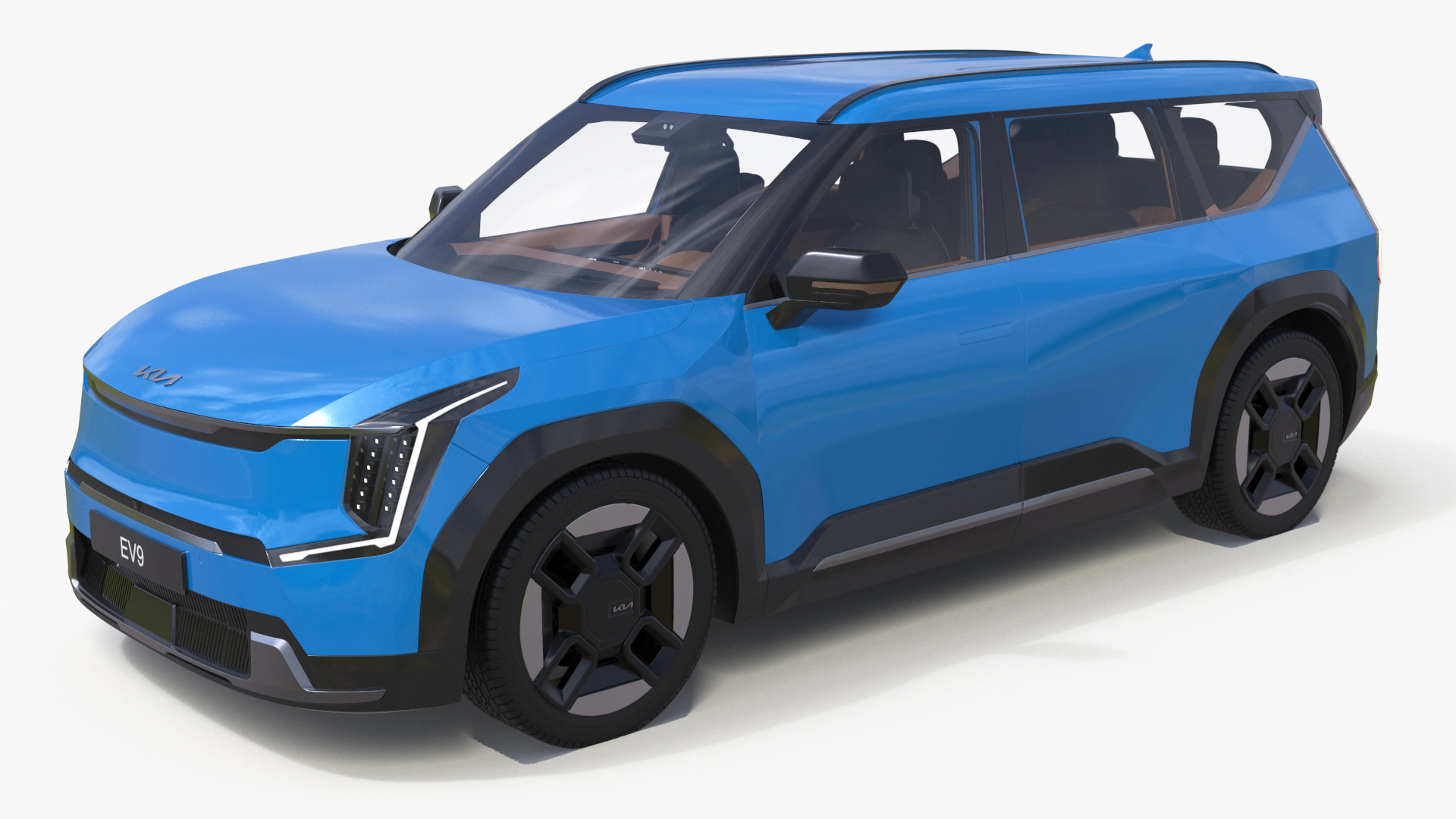 3D KIA EV9 SUV Ocean Blue Simplified model