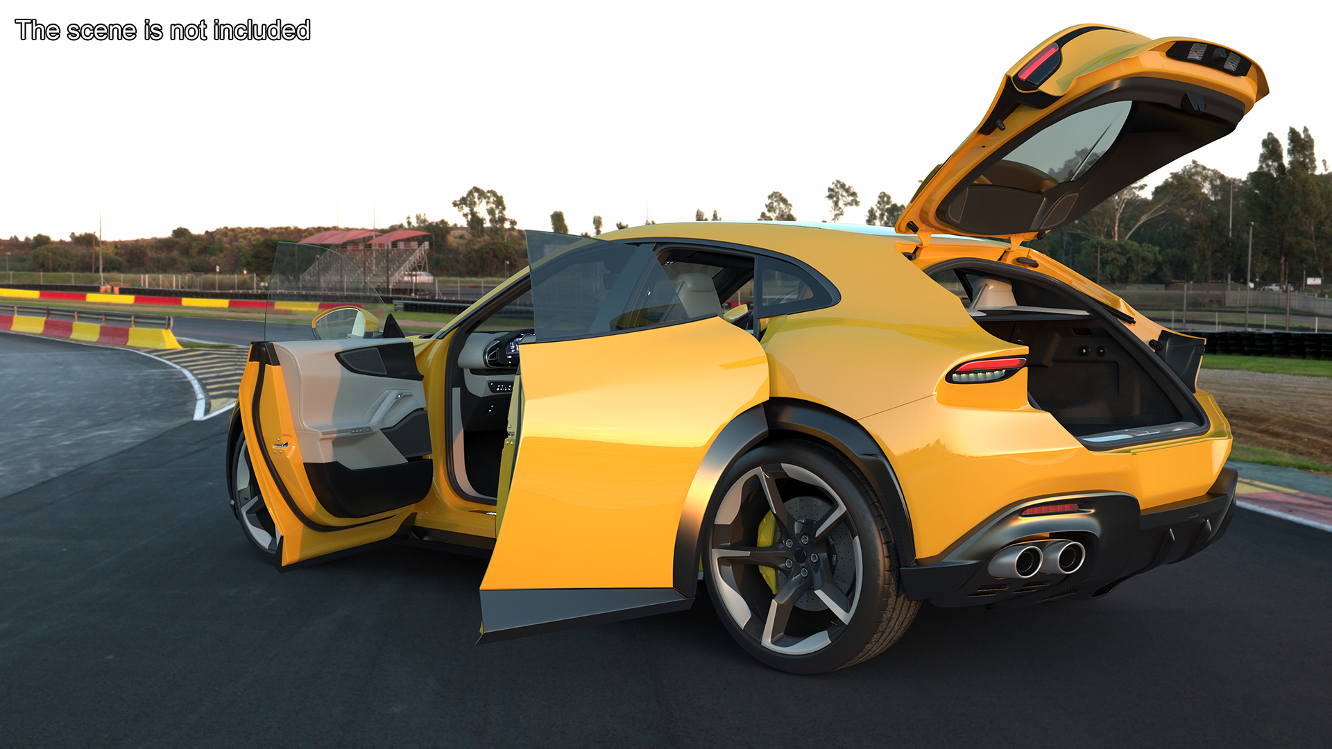 3D Crossover Sports Car Yellow Simplified model