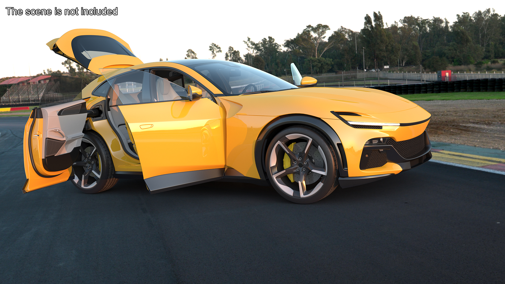 3D Crossover Sports Car Yellow Simplified model