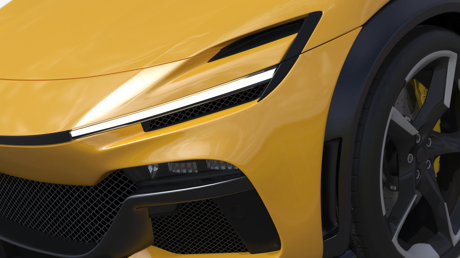 3D Crossover Sports Car Yellow Simplified model