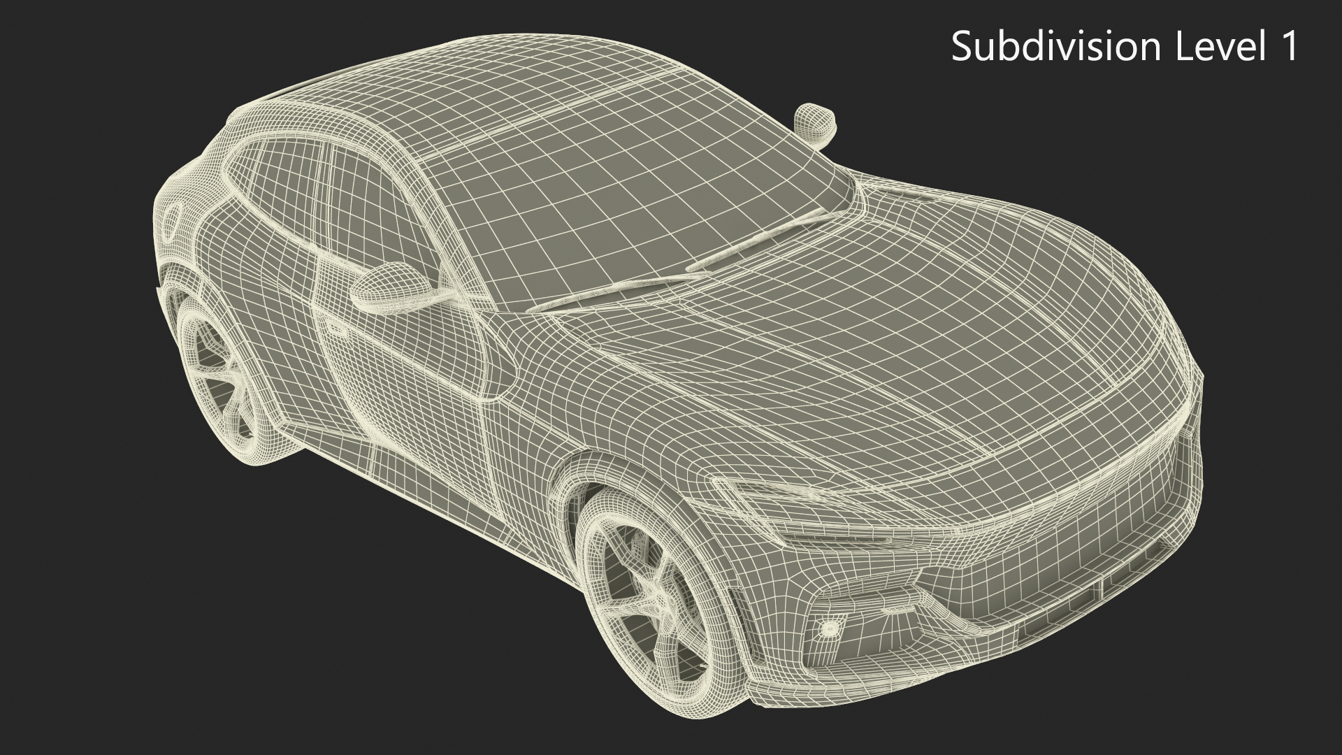 3D Crossover Sports Car Yellow Simplified model