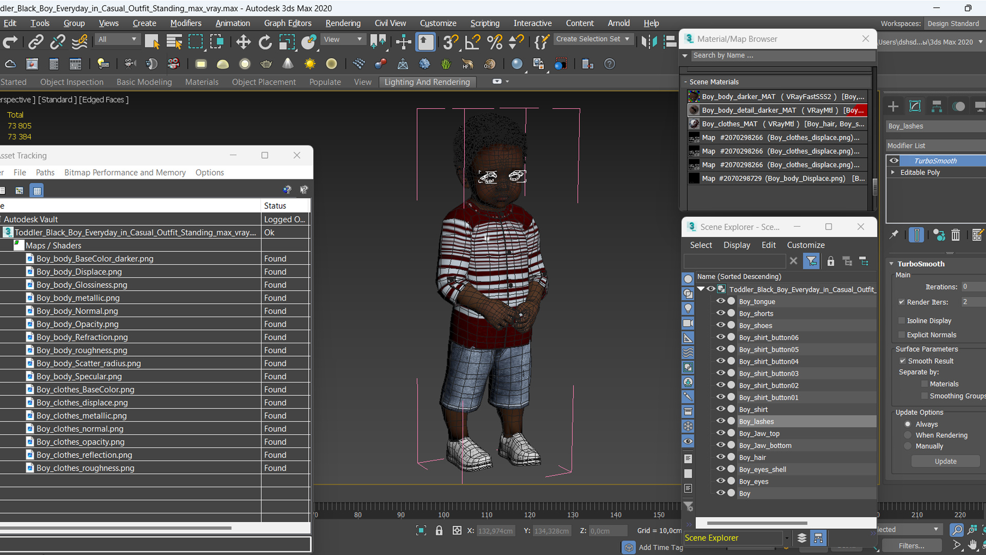 Toddler Black Boy Everyday in Casual Outfit Standing 3D