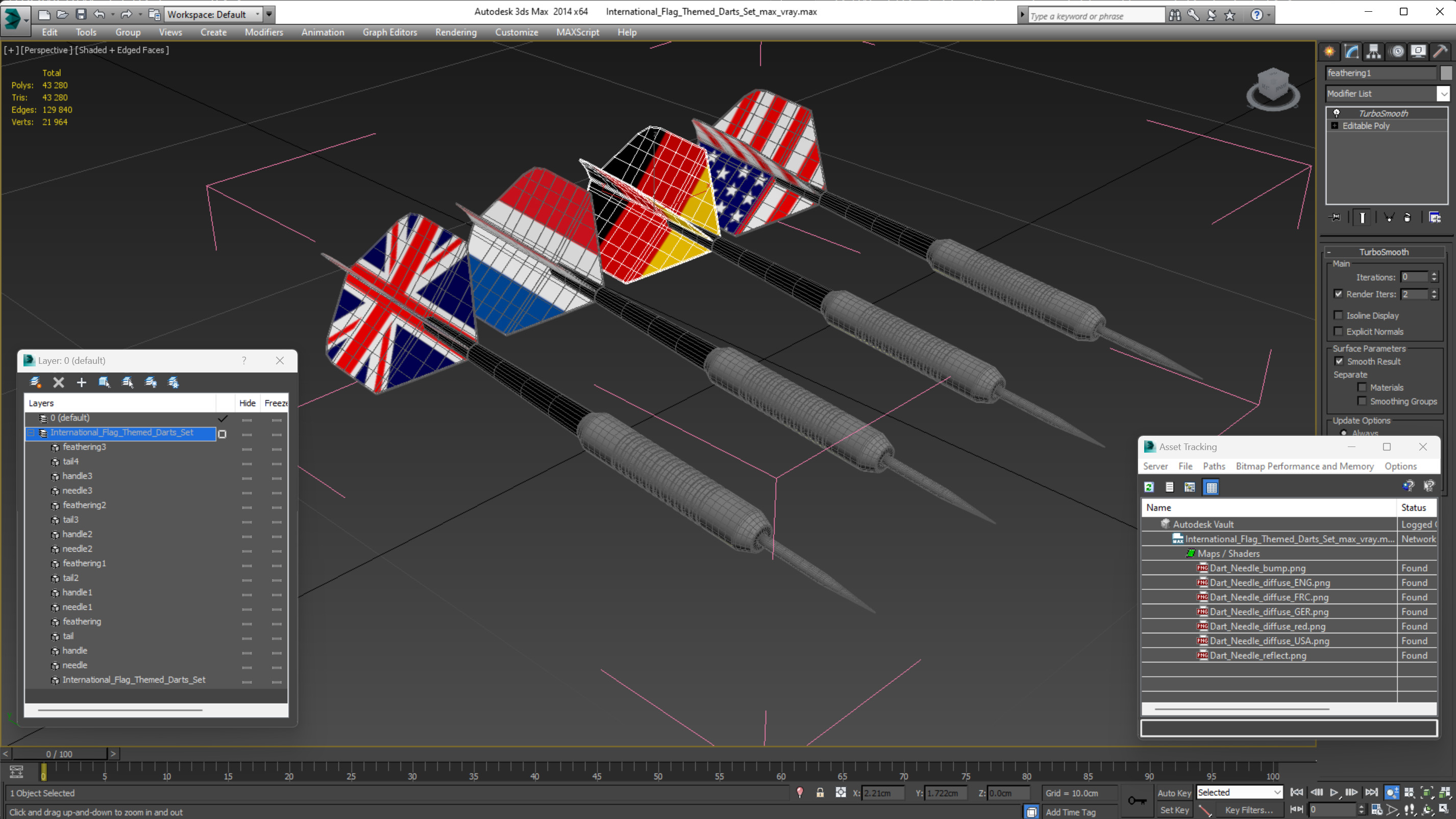 3D model International Flag Themed Darts Set