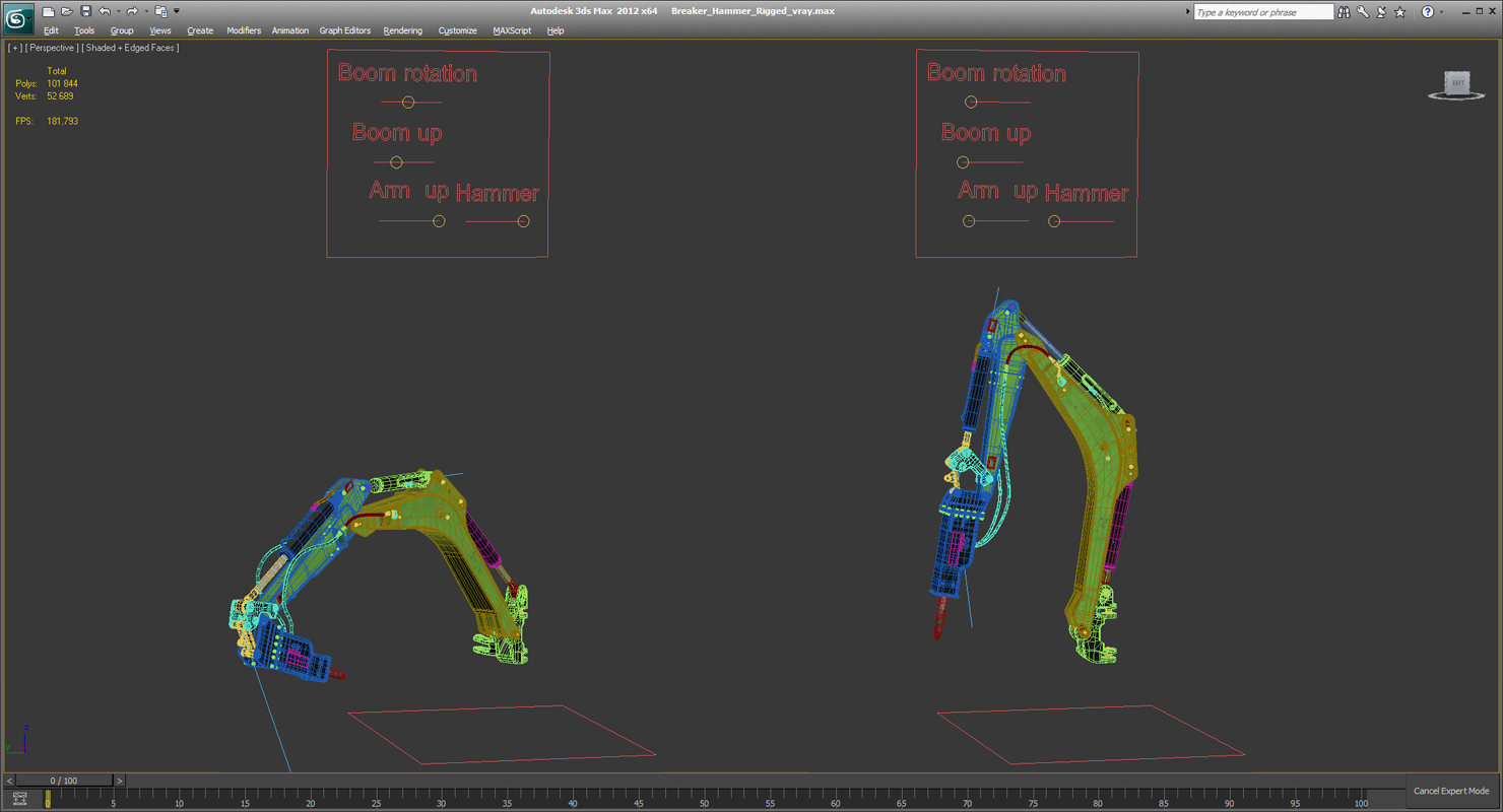 3D Breaker Hammer Rigged