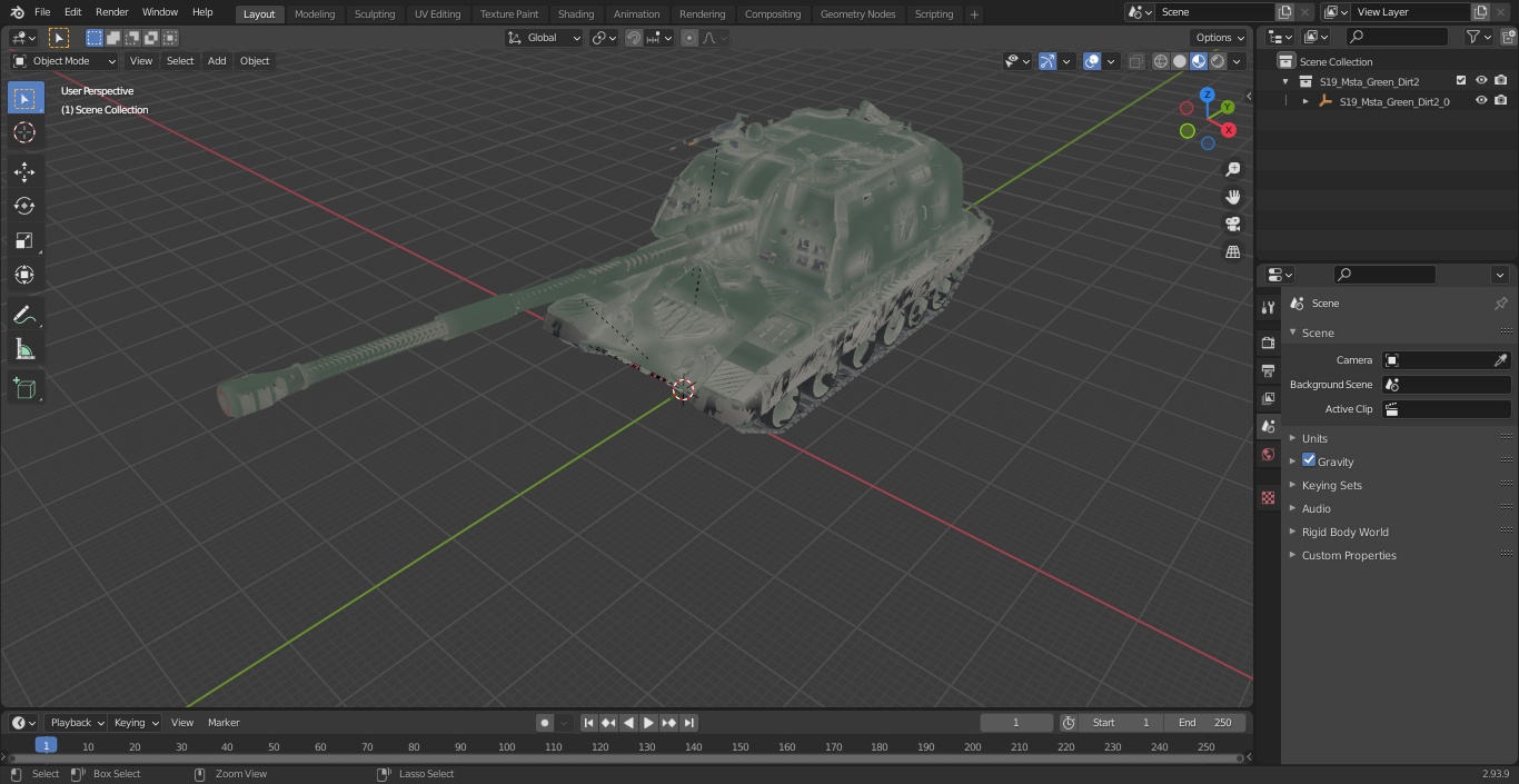 3D model 2S19 Msta Green Dirt