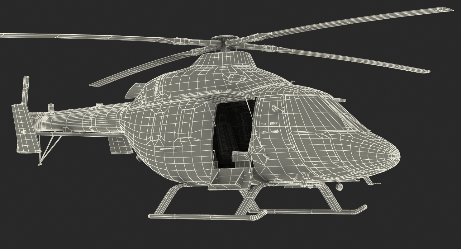 3D Kazan Ansat Russian Light Helicopter Rigged model