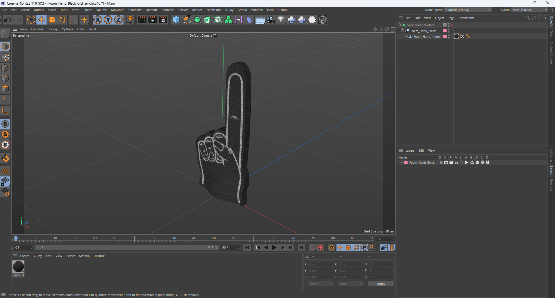 3D model Foam Hand Black