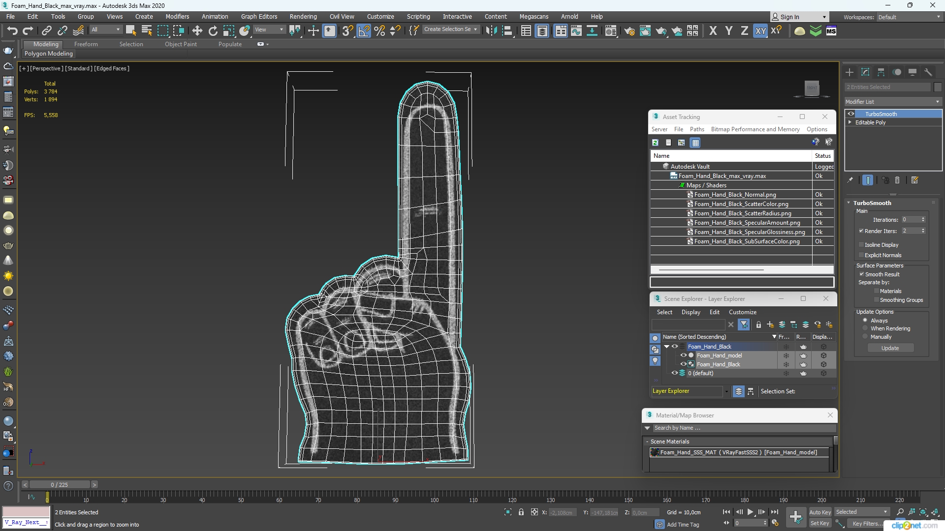 3D model Foam Hand Black