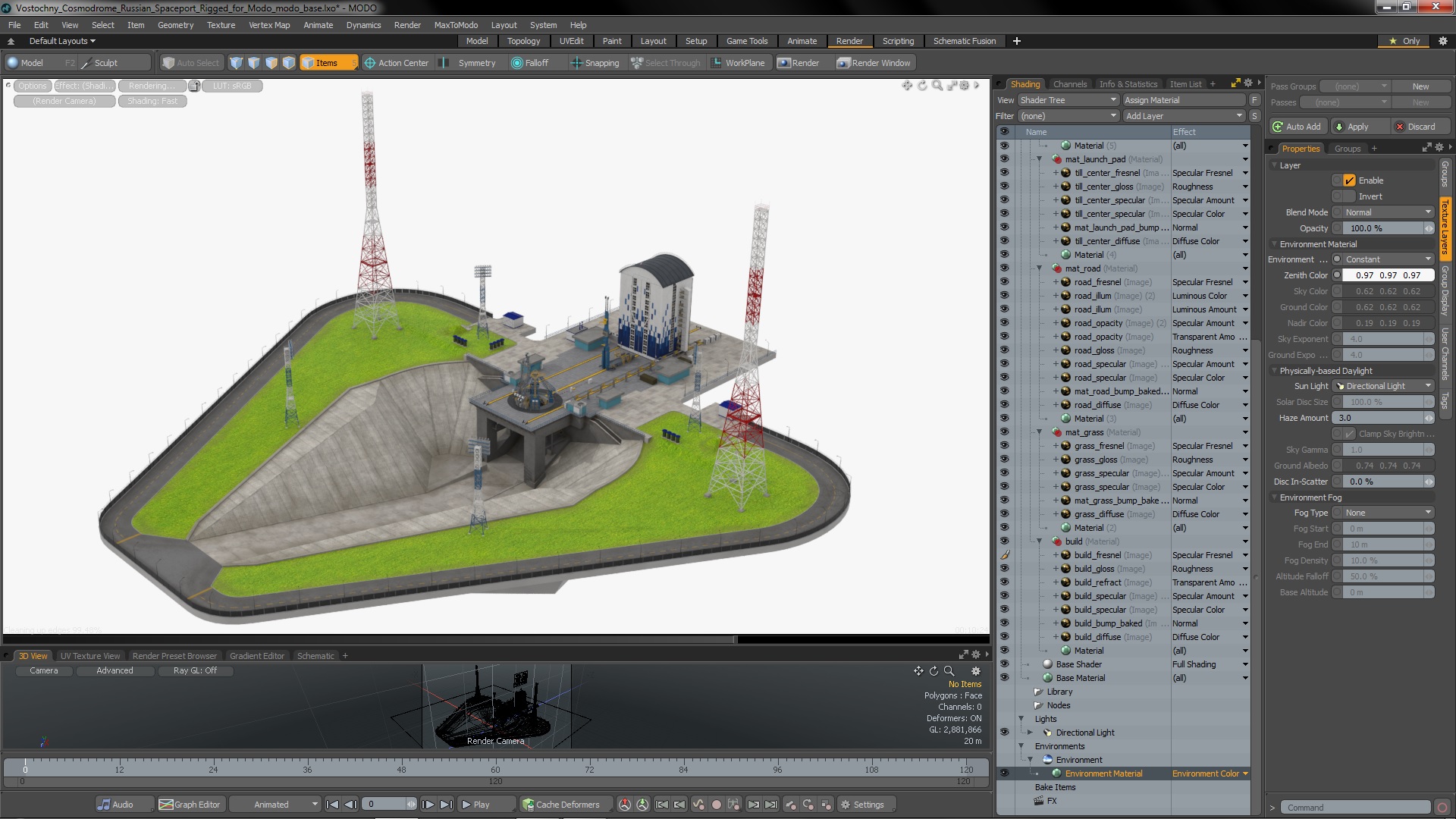 Vostochny Cosmodrome Russian Spaceport Rigged for Modo 3D model