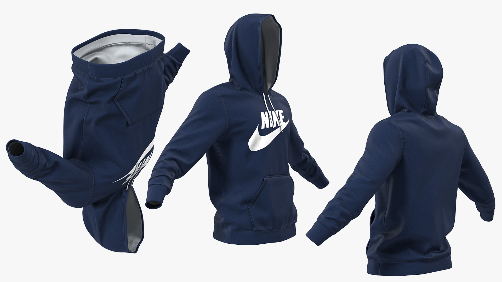 3D Blue Hoodie Nike Raised Hood model