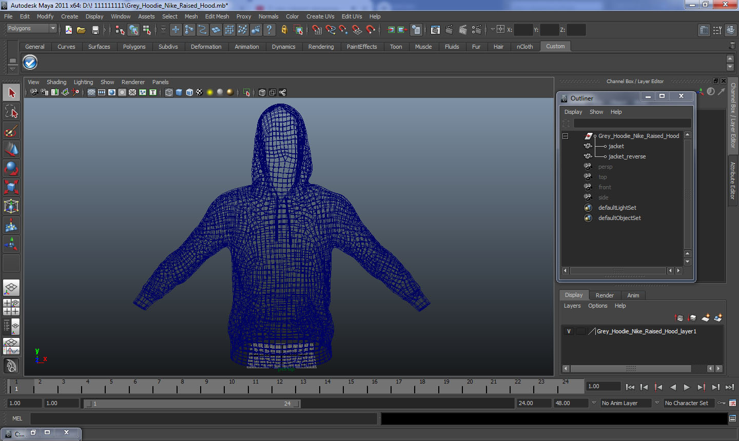 3D Blue Hoodie Nike Raised Hood model