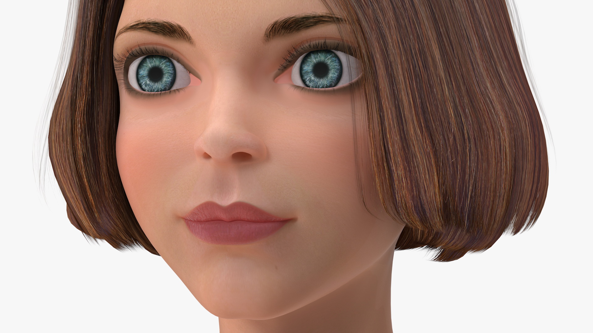 3D Cartoon Young Girl Head model