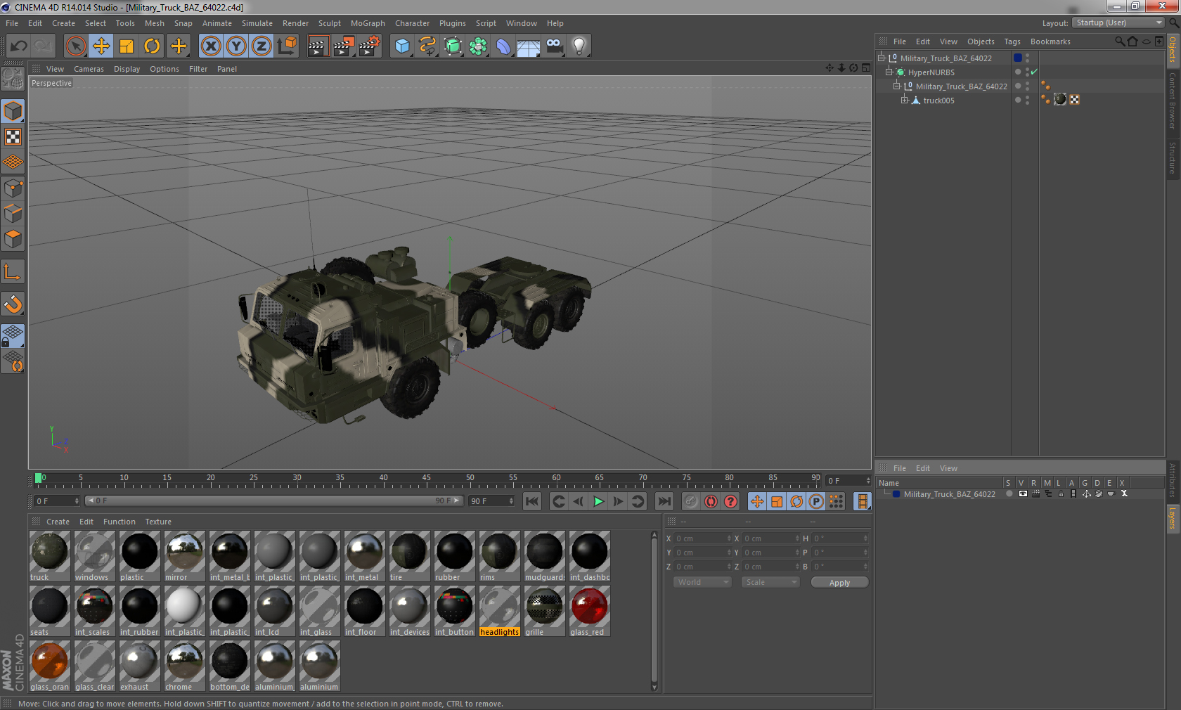 Military Truck BAZ 64022 3D model