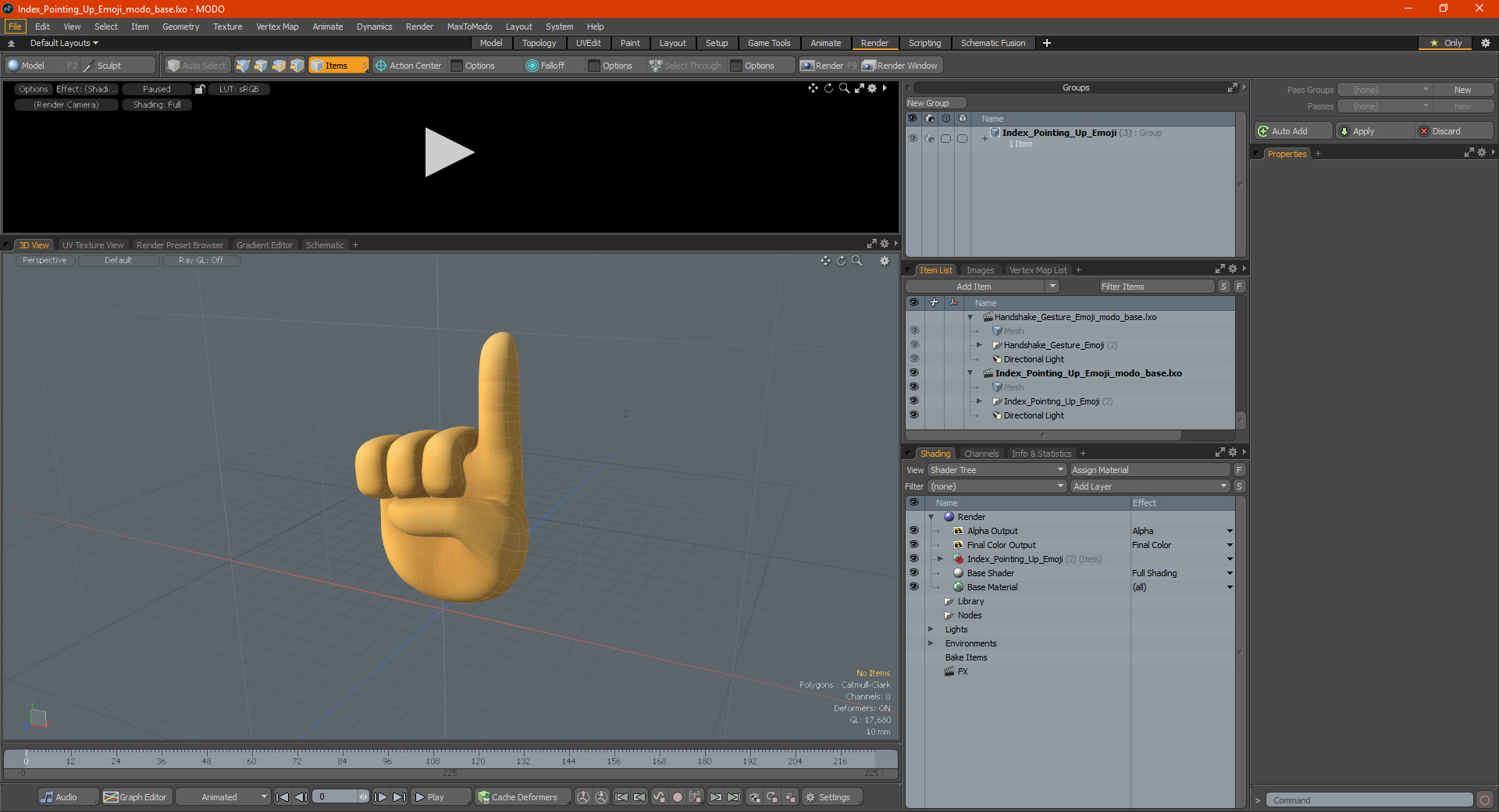 3D Index Pointing Up Emoji model