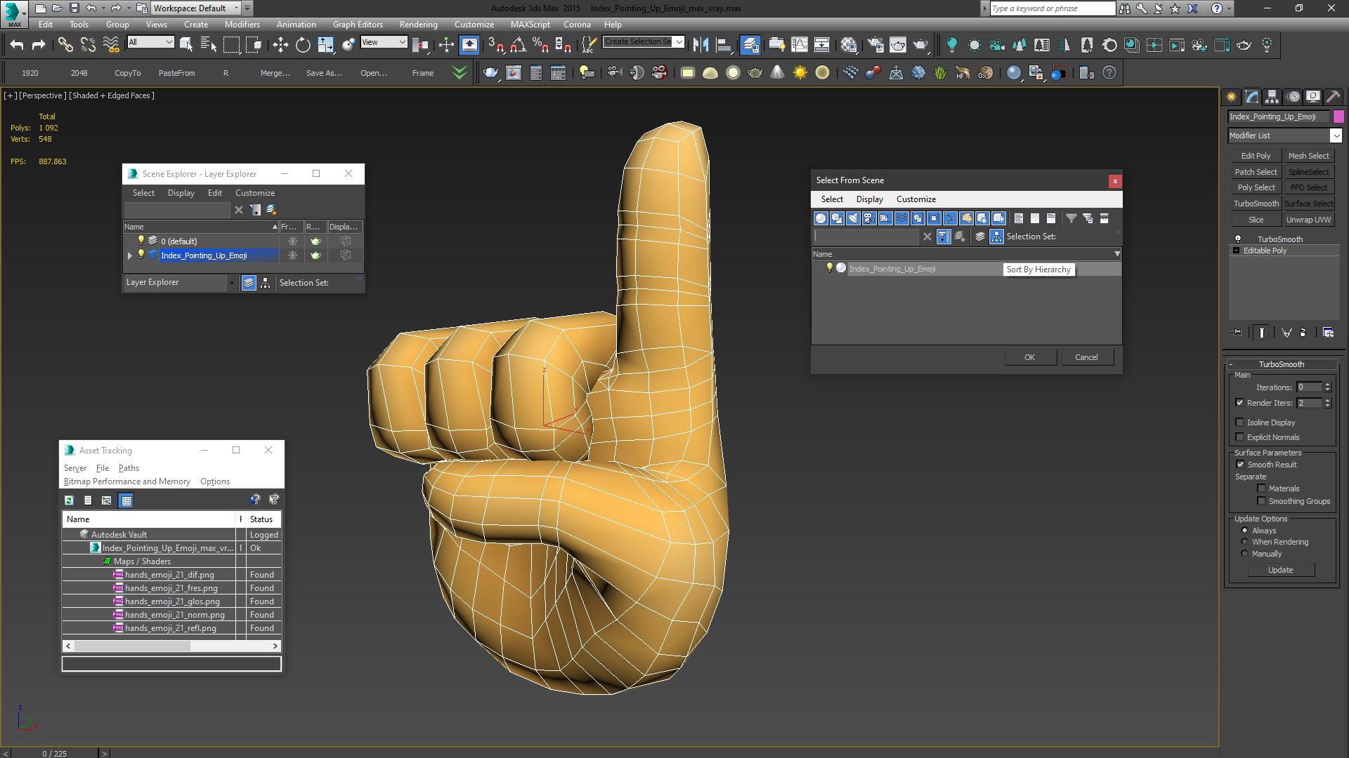 3D Index Pointing Up Emoji model