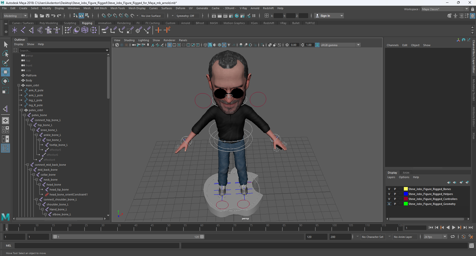 3D Steve Jobs Figure Rigged for Maya model