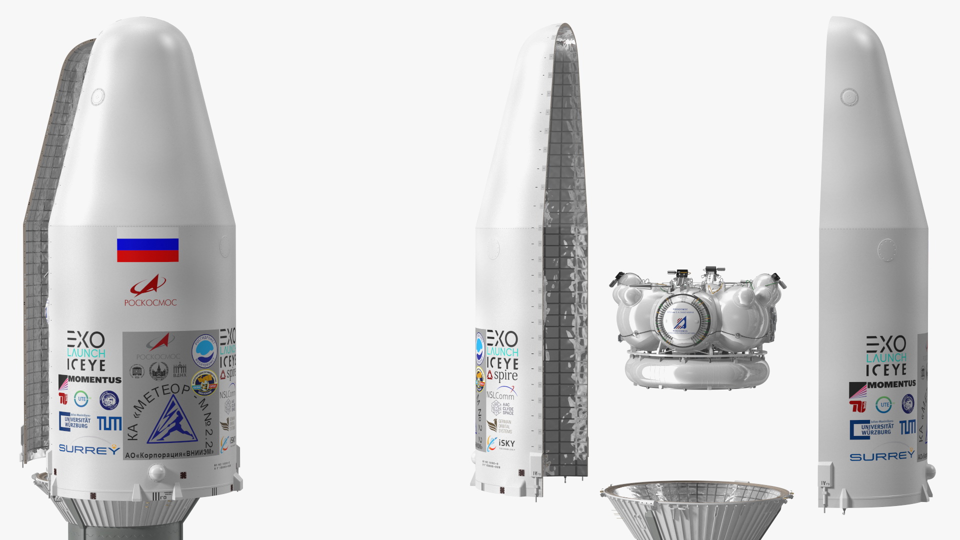 3D Soyuz 2 Orbital Launch Vehicle Main Parts