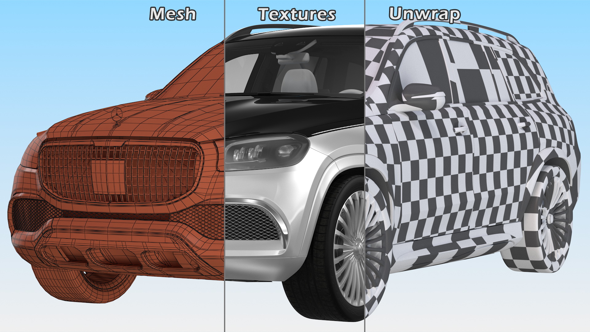 Maybach GLS 600 Silver Rigged 3D model