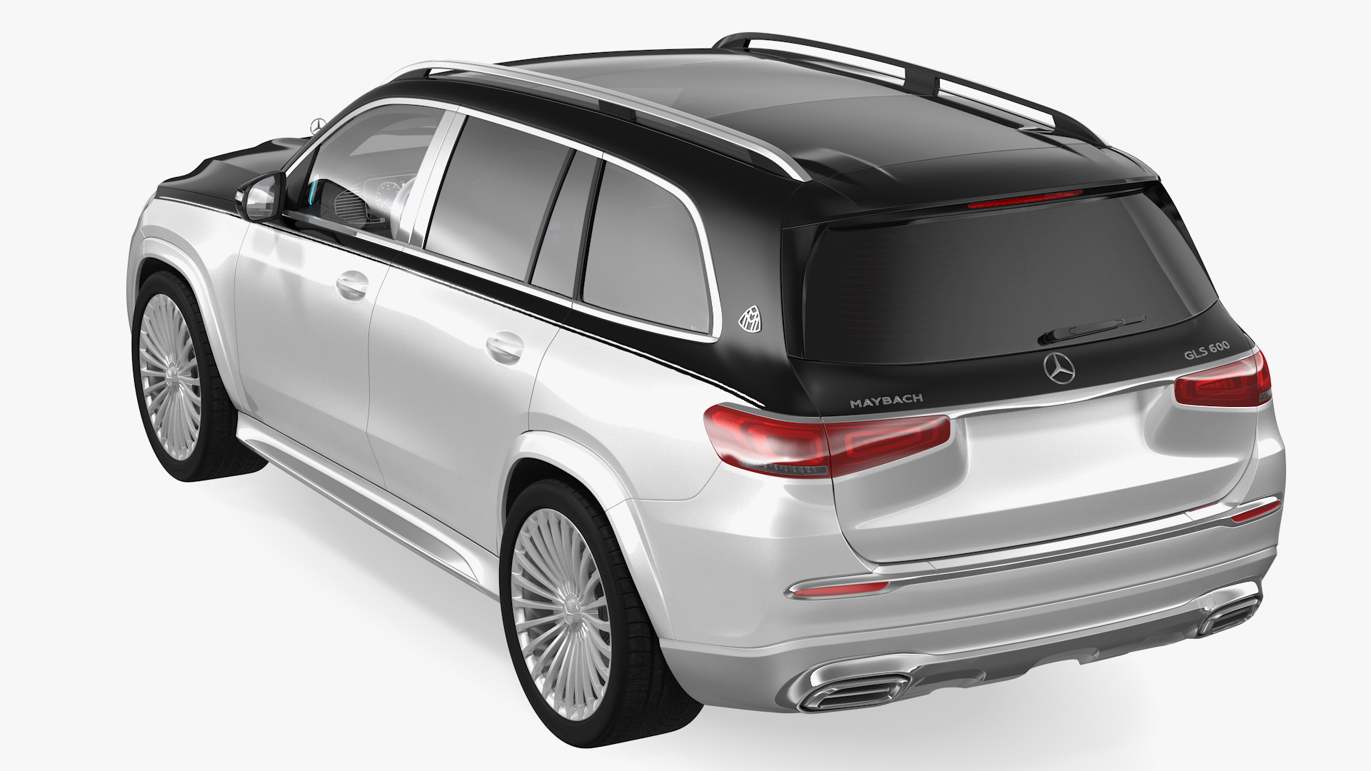 Maybach GLS 600 Silver Rigged 3D model