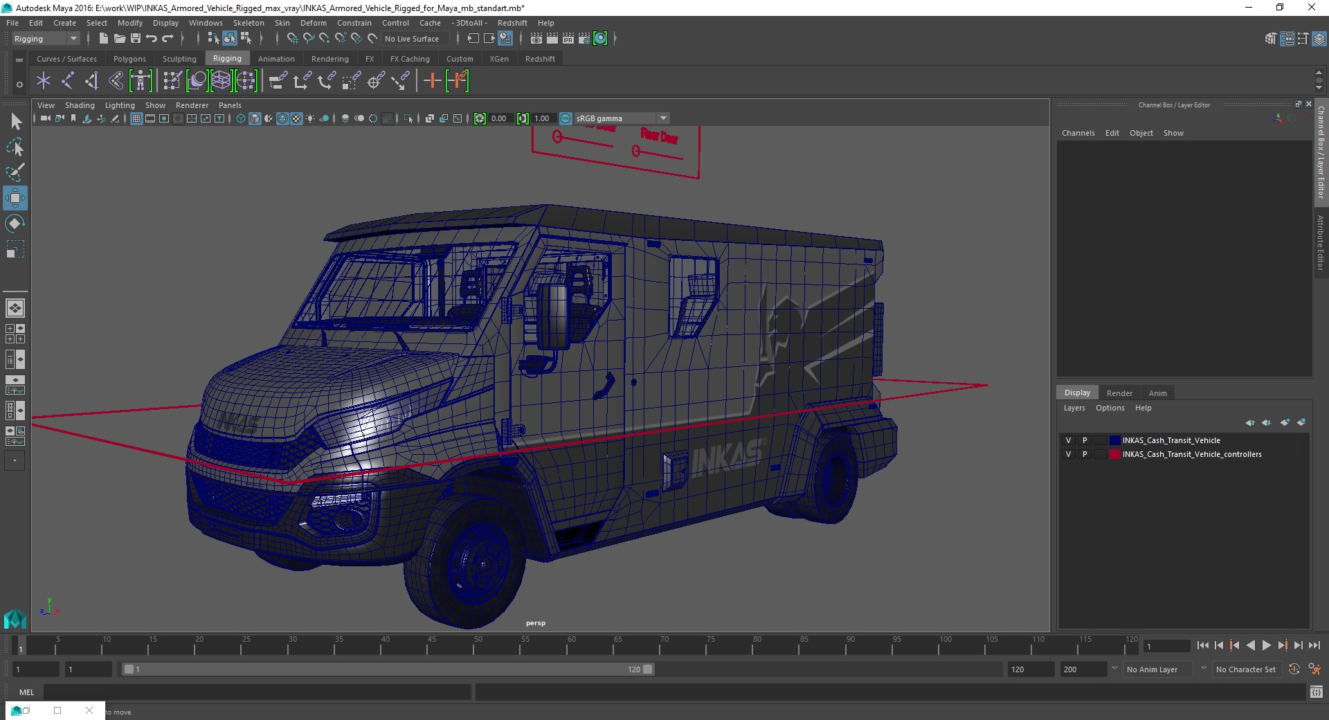 INKAS Armored Vehicle Rigged for Maya 3D