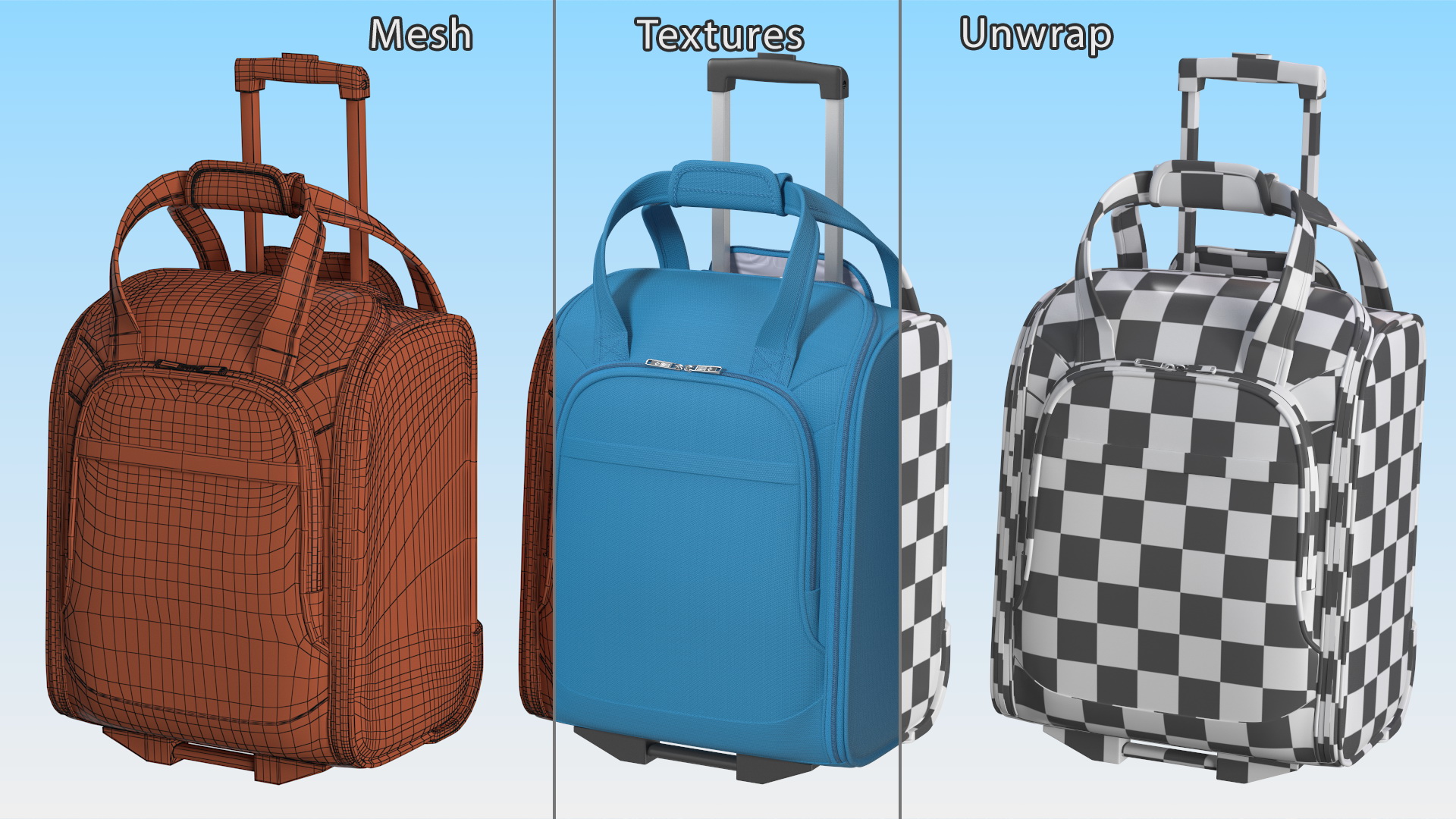 Blue Softshell Luggage 3D