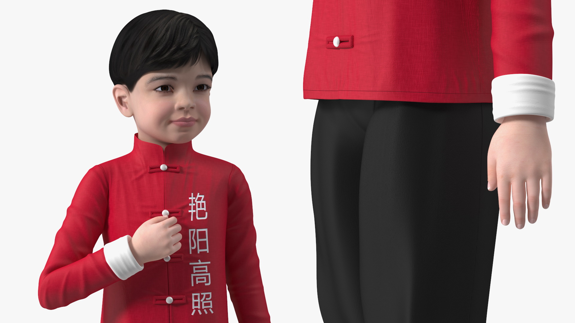 Asian Boy Traditional Costume 3D model