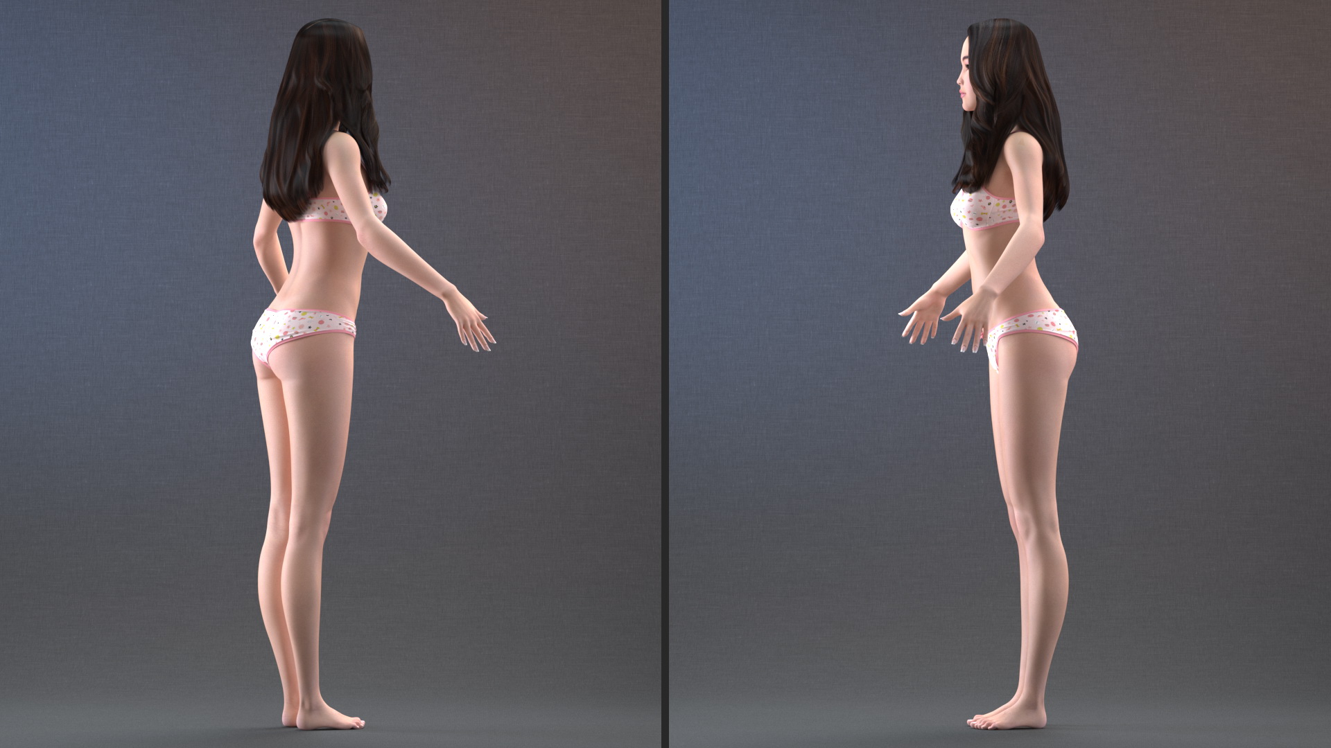 Chinese Woman Lingerie Rigged 3D model