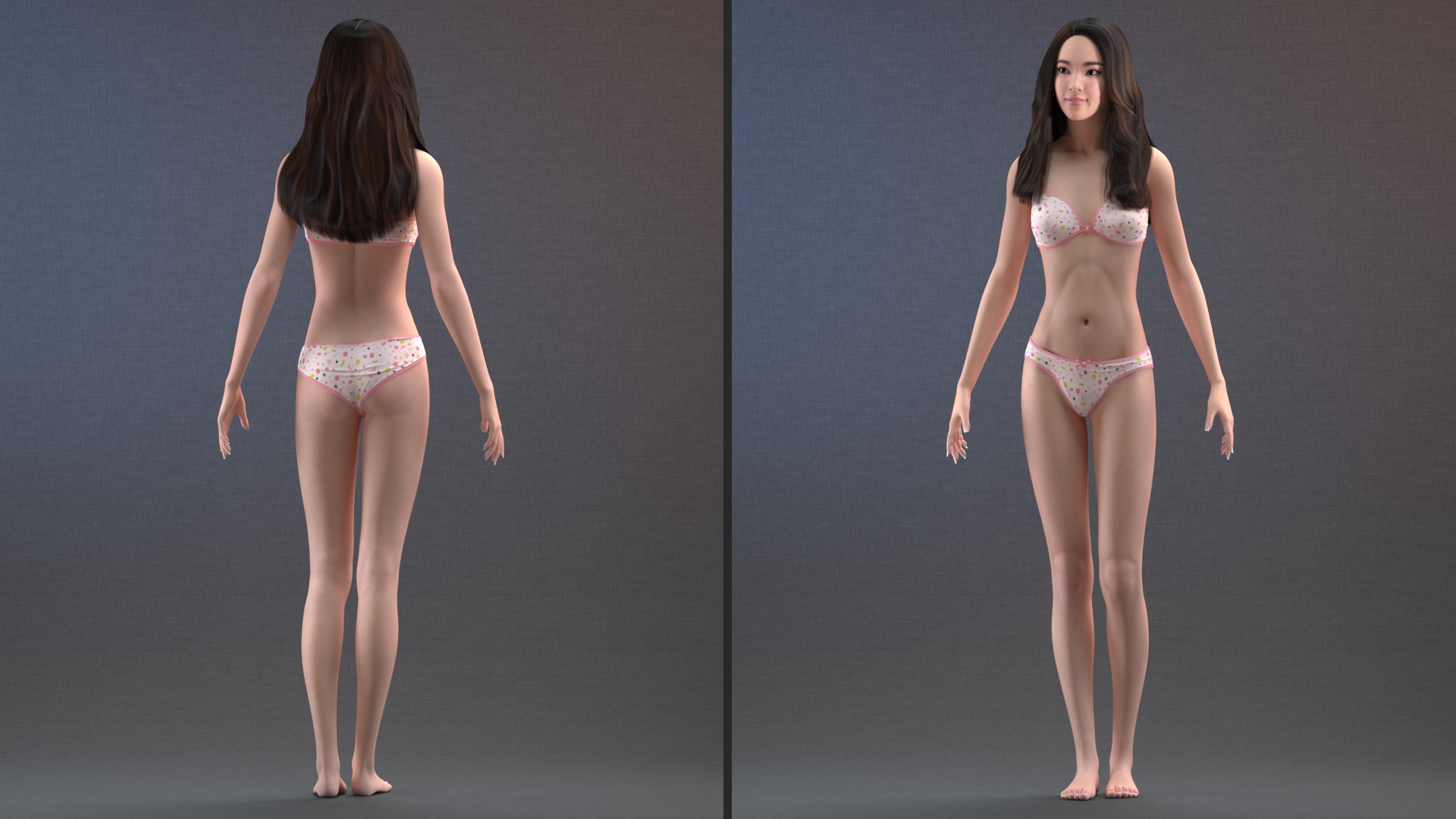 Chinese Woman Lingerie Rigged 3D model