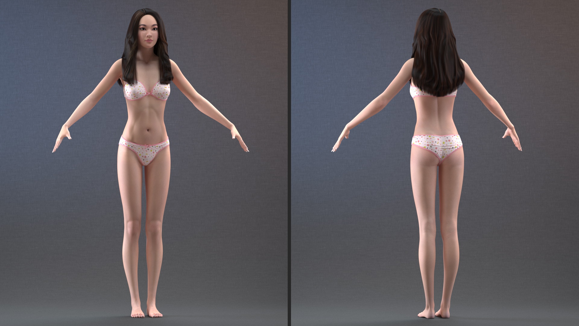 Chinese Woman Lingerie Rigged 3D model