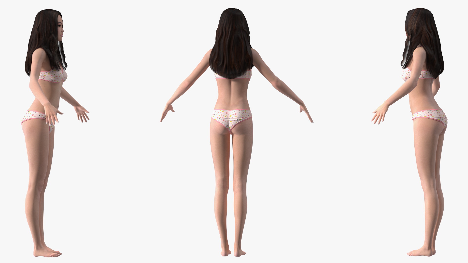 Chinese Woman Lingerie Rigged 3D model