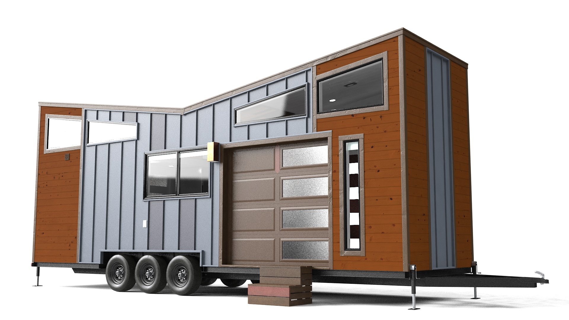 3D House on Wheels for Travel Dark Wood