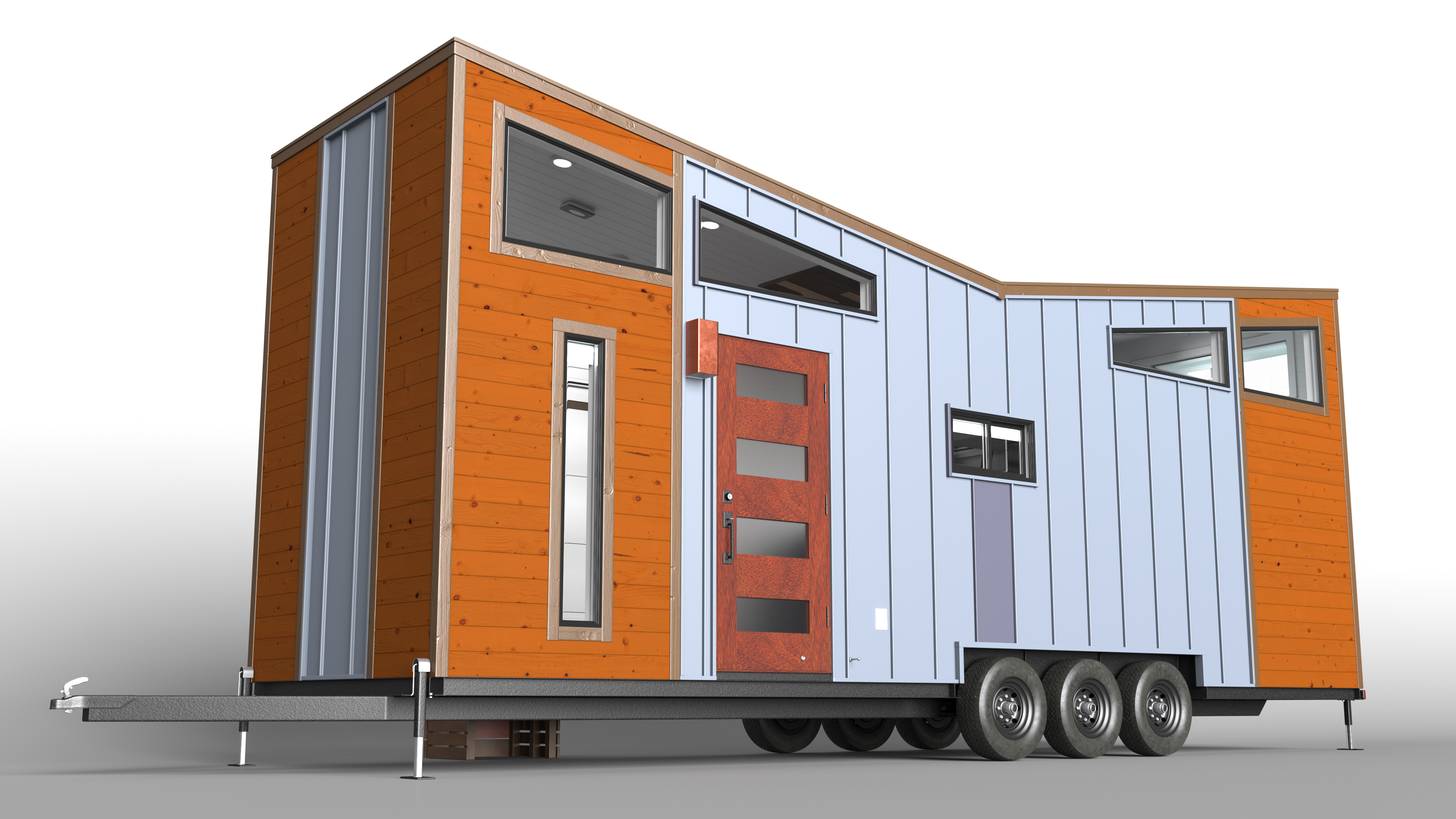 3D House on Wheels for Travel Dark Wood