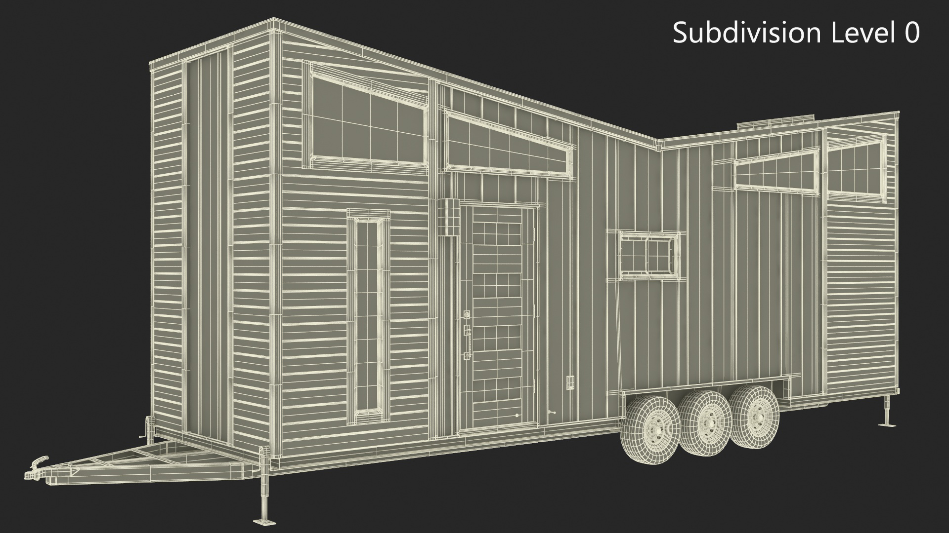 3D House on Wheels for Travel Dark Wood