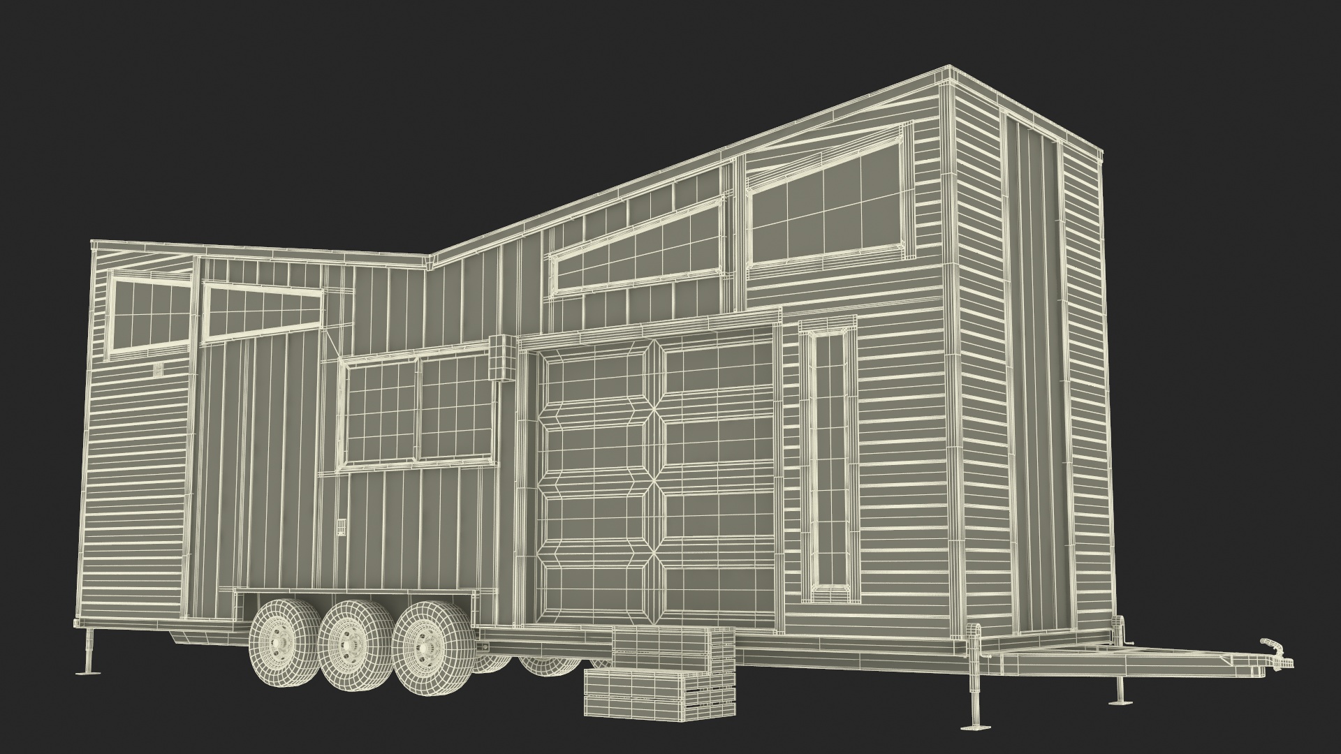 3D House on Wheels for Travel Dark Wood