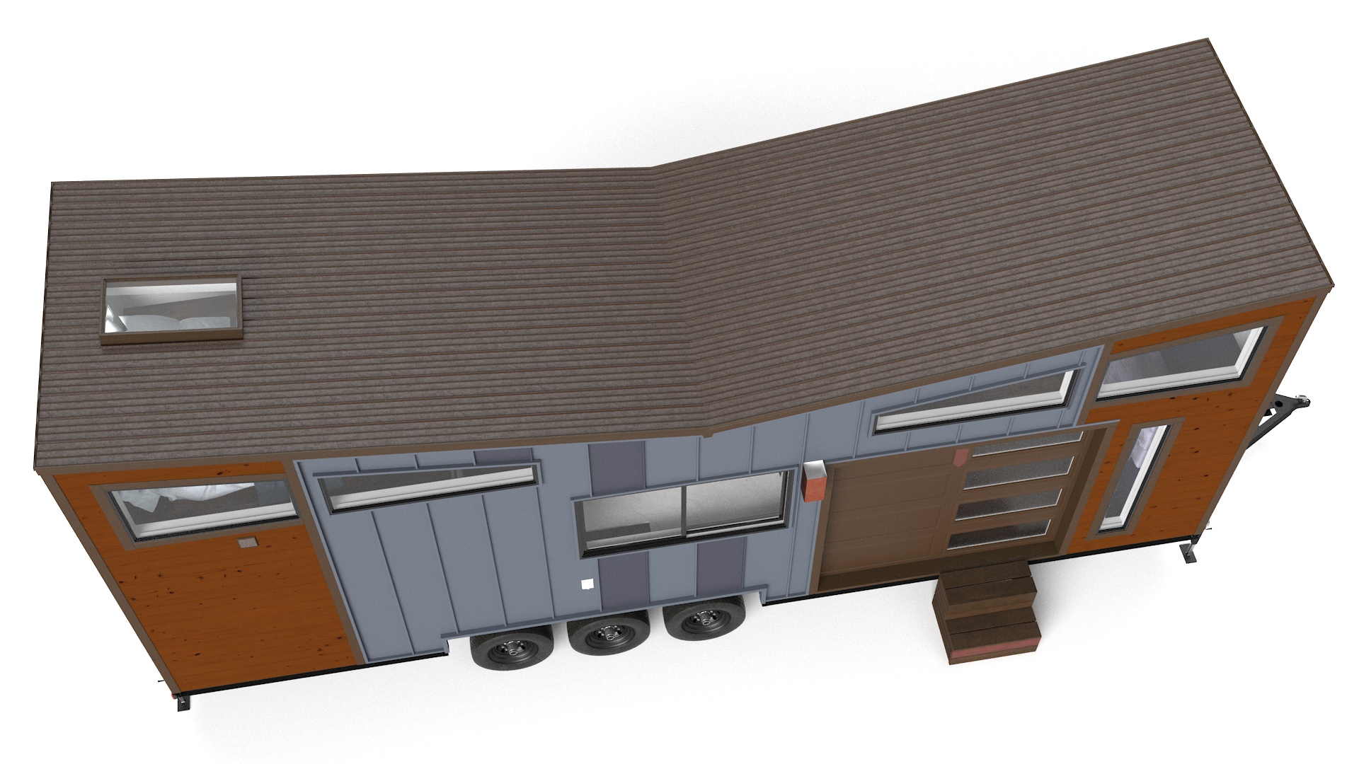 3D House on Wheels for Travel Dark Wood