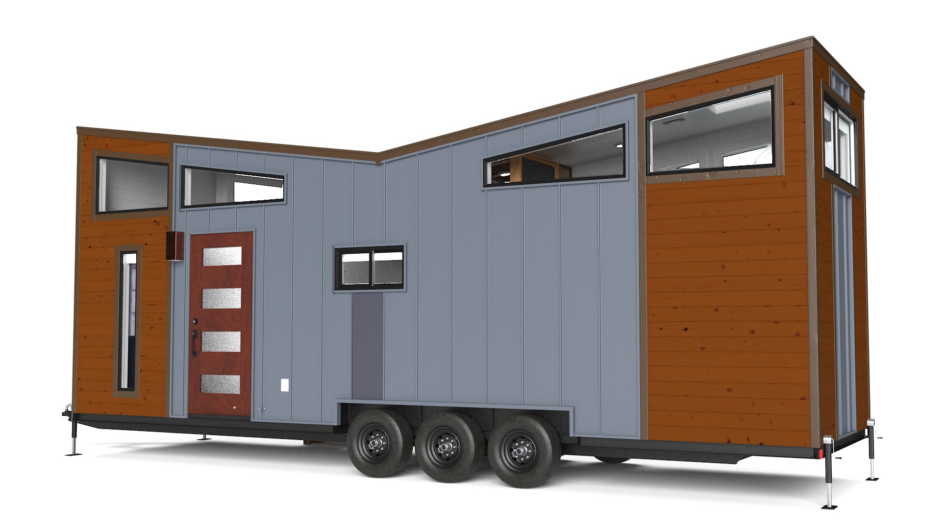 3D House on Wheels for Travel Dark Wood