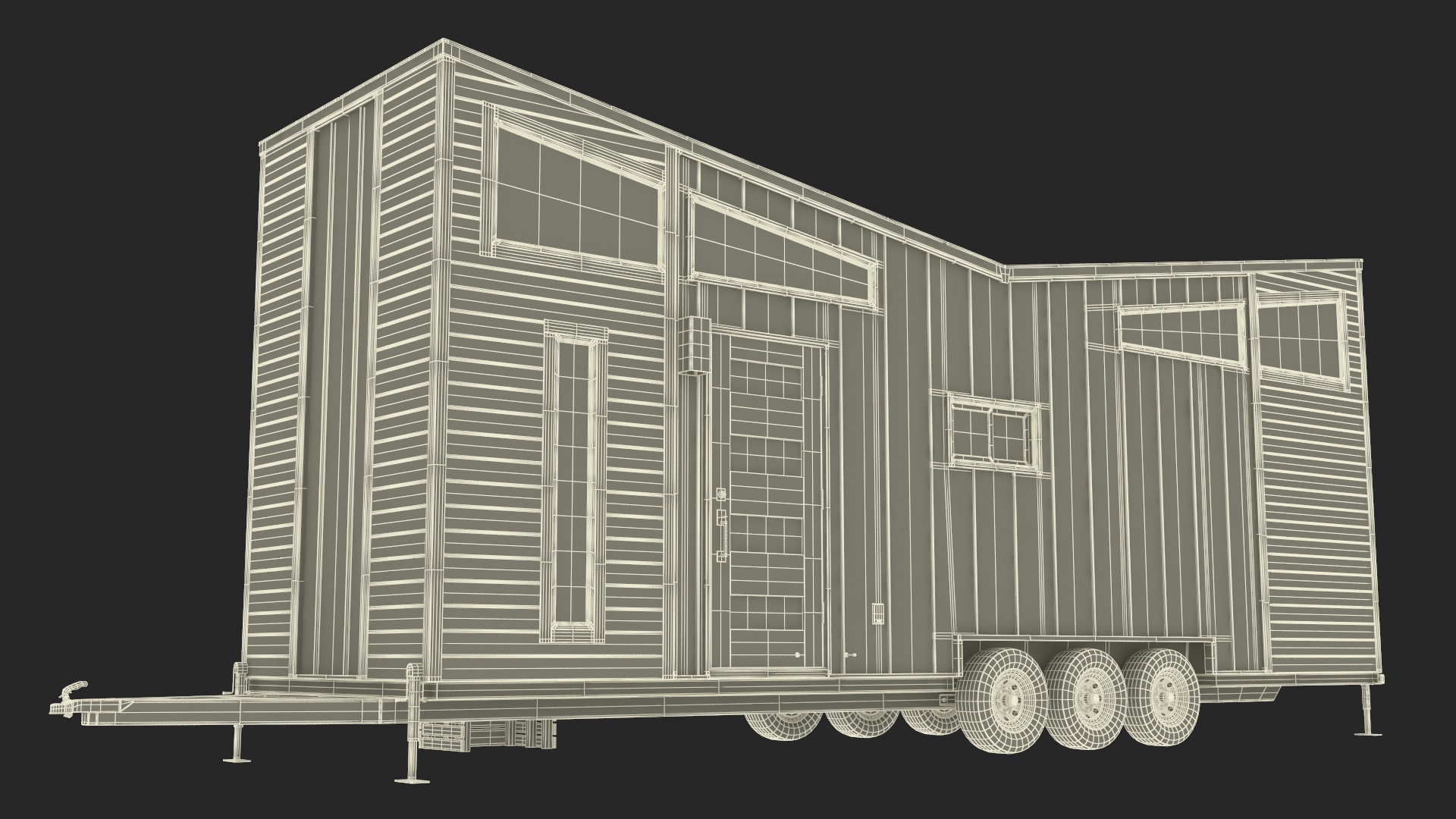 3D House on Wheels for Travel Dark Wood