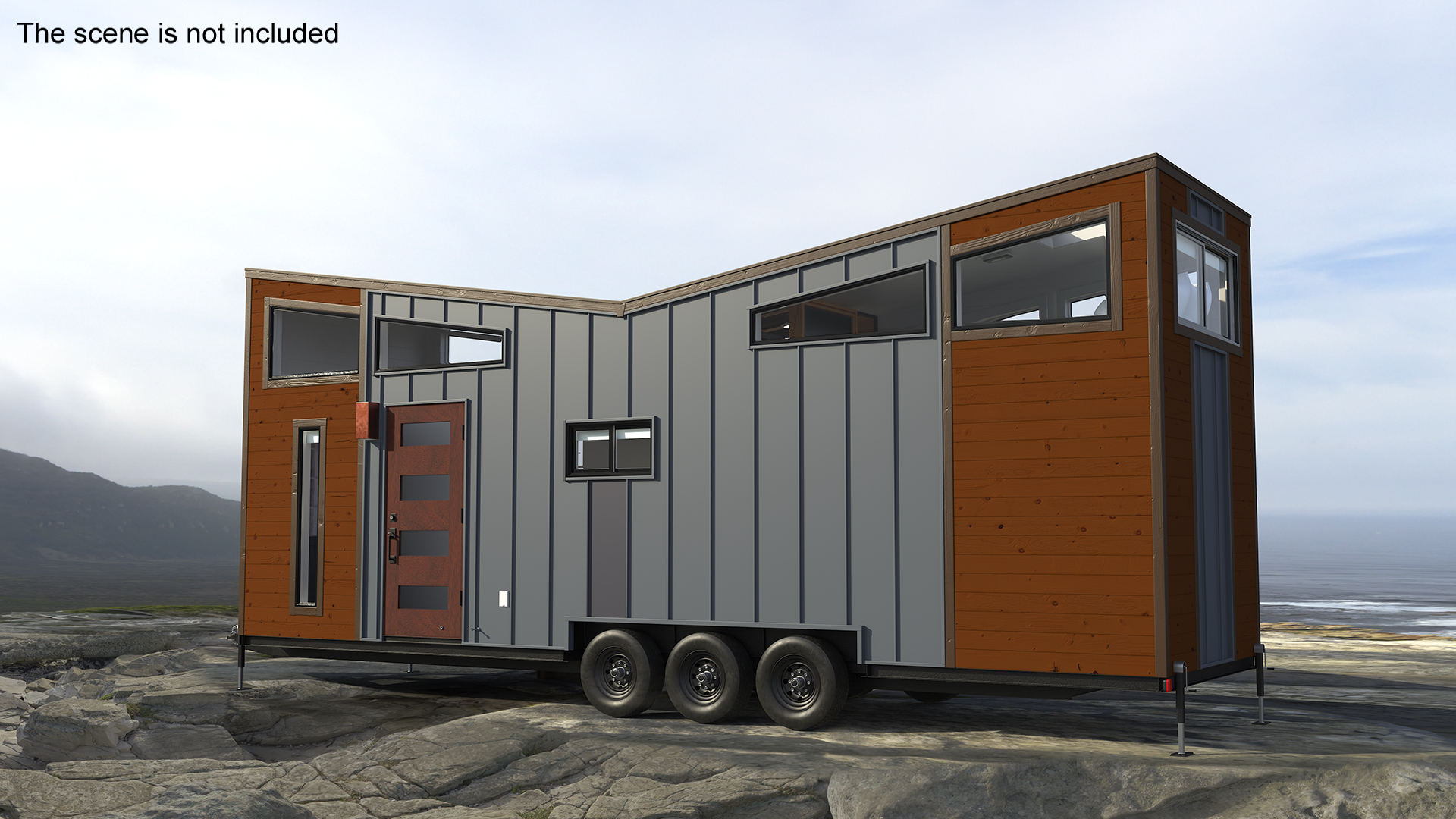 3D House on Wheels for Travel Dark Wood