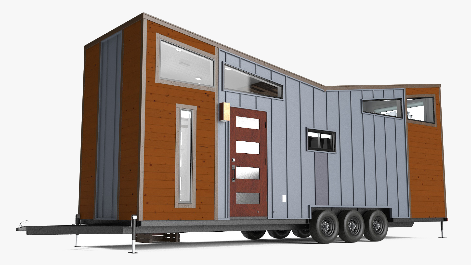 3D House on Wheels for Travel Dark Wood