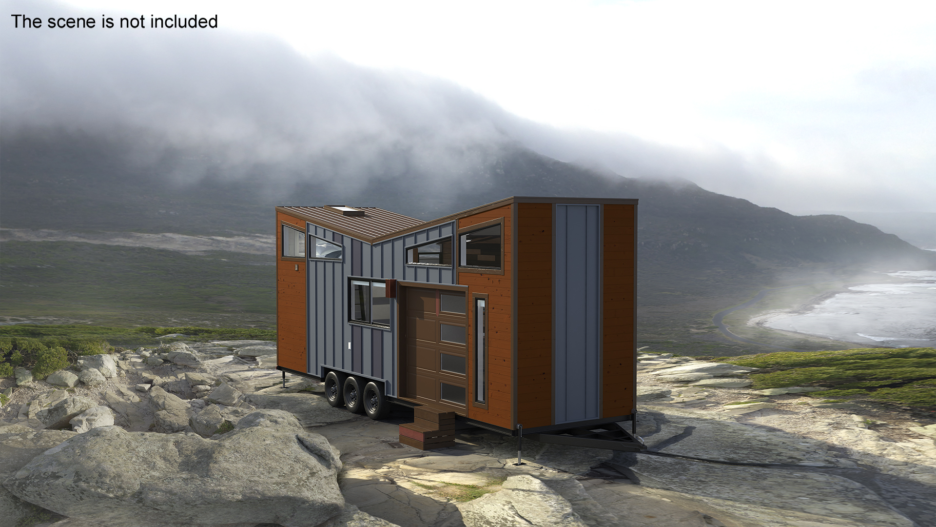 3D House on Wheels for Travel Dark Wood