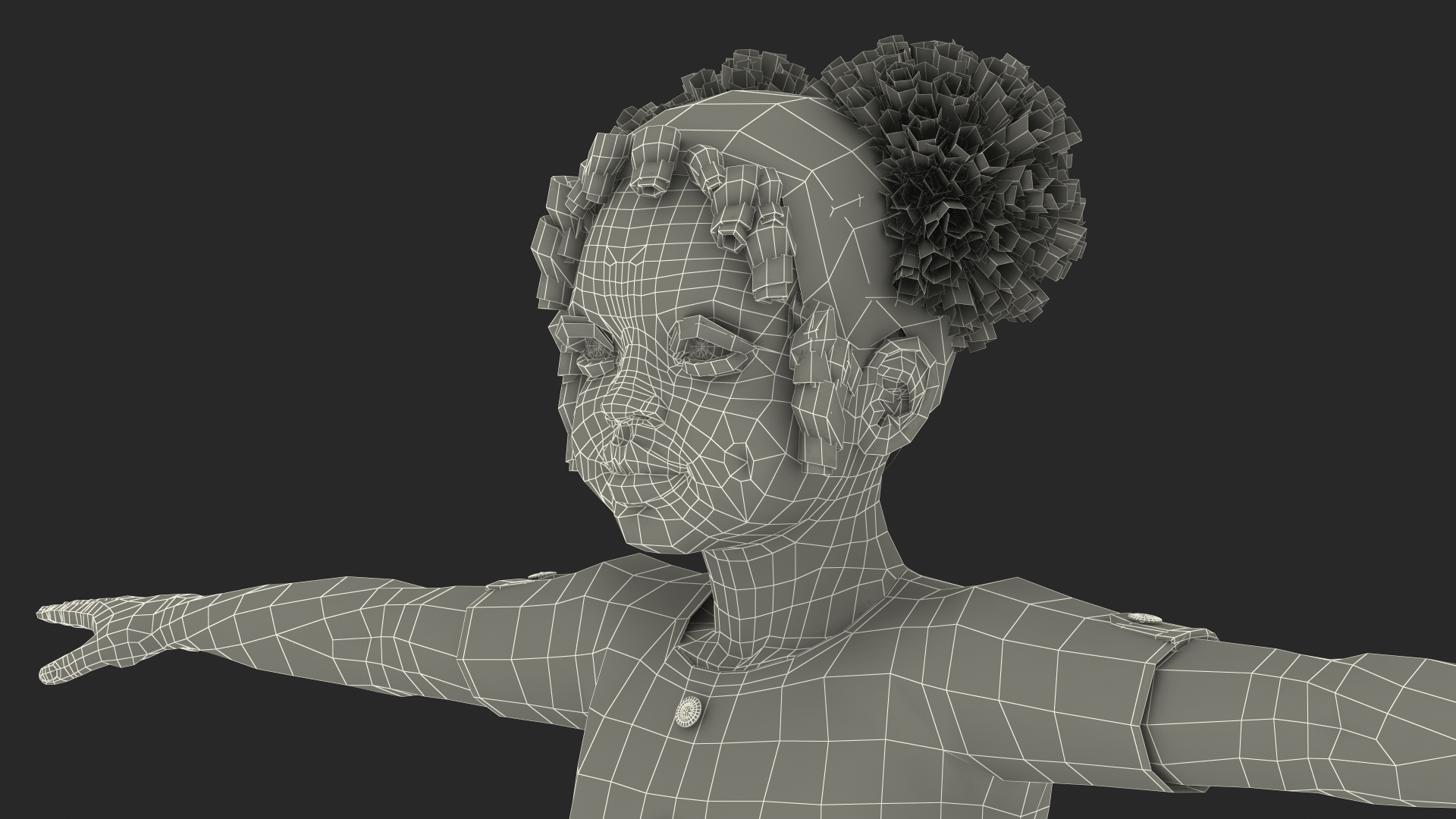 Black Child Girl Rigged for Maya 3D