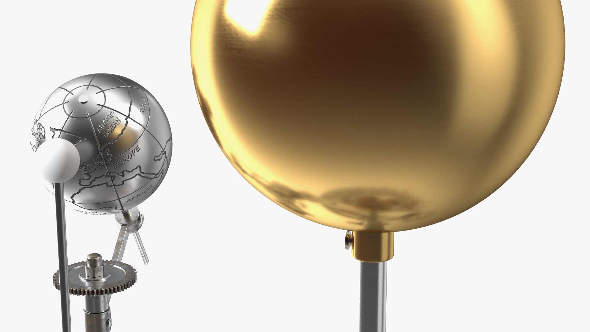 Steel Antique Orrery Solar System Rigged for Cinema 4D 3D model