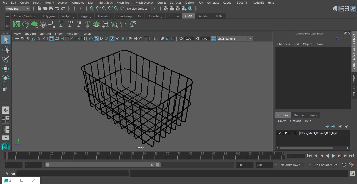 3D Black Steel Basket model